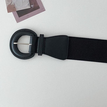 Vintage Black Stretchy Adjustable Wide Waist Belt