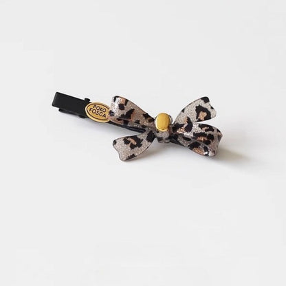 Leopard Bow Mini Hair Clips