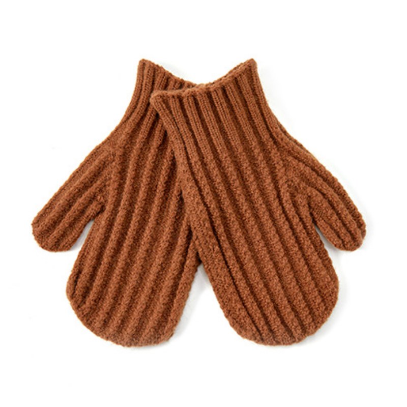 Cute Solid Color Ribbed Simple Knit Gloves