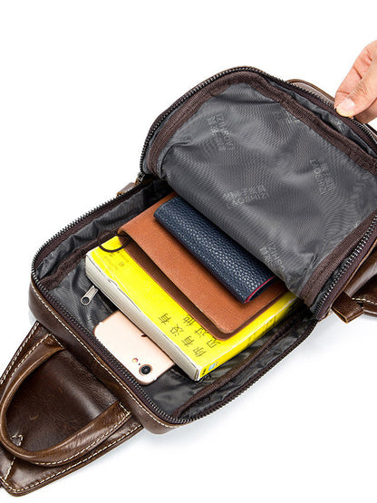 Solid Zipper Leather Casual Crossbody Bag