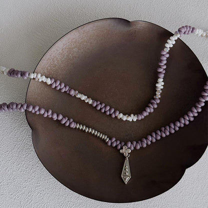 Vintage Czech Beads Clover Pendant Necklace