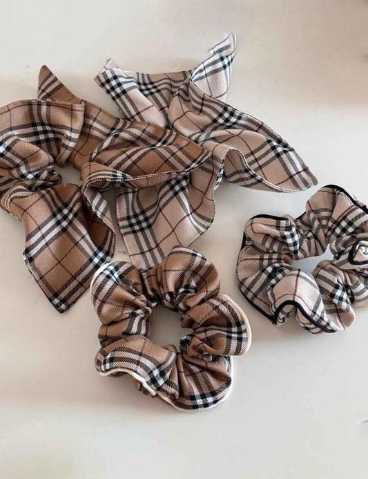 Vintage Plaid Square Elastic Hair Scrunchies