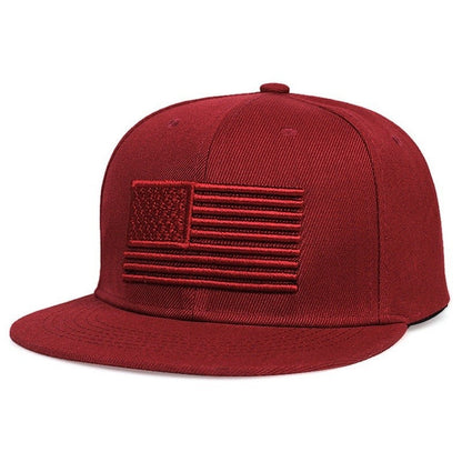 Stars And Stripes Embroidered Flat Brim Baseball Cap Unisex Sports Hat