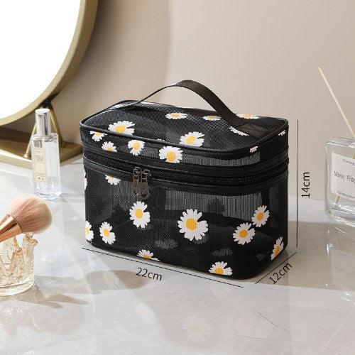 Daisy Large Capacity Portable Mesh Cosmetic Bags
