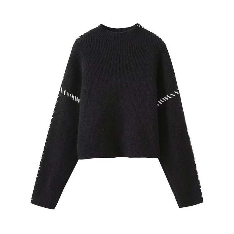 Stylish Long Sleeve Parisian Round-Neck Knitwear