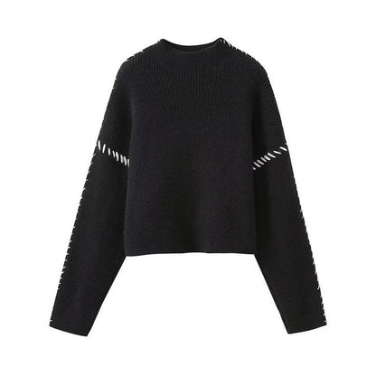 Stylish Long Sleeve Parisian Round-Neck Knitwear