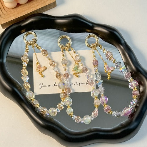 Chic Butterfly Crystal Beaded Charms Keychain