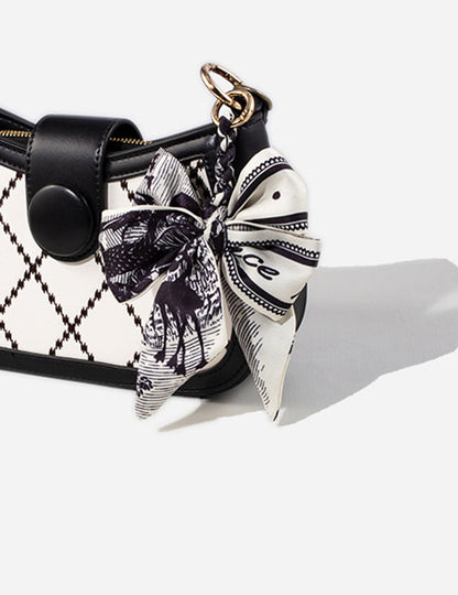 Vintage Lace Print Bow Scarf Bag Charm