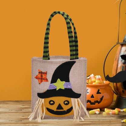 Ramie Cotton Cute Cartoon Halloween Candy Bag Handbag