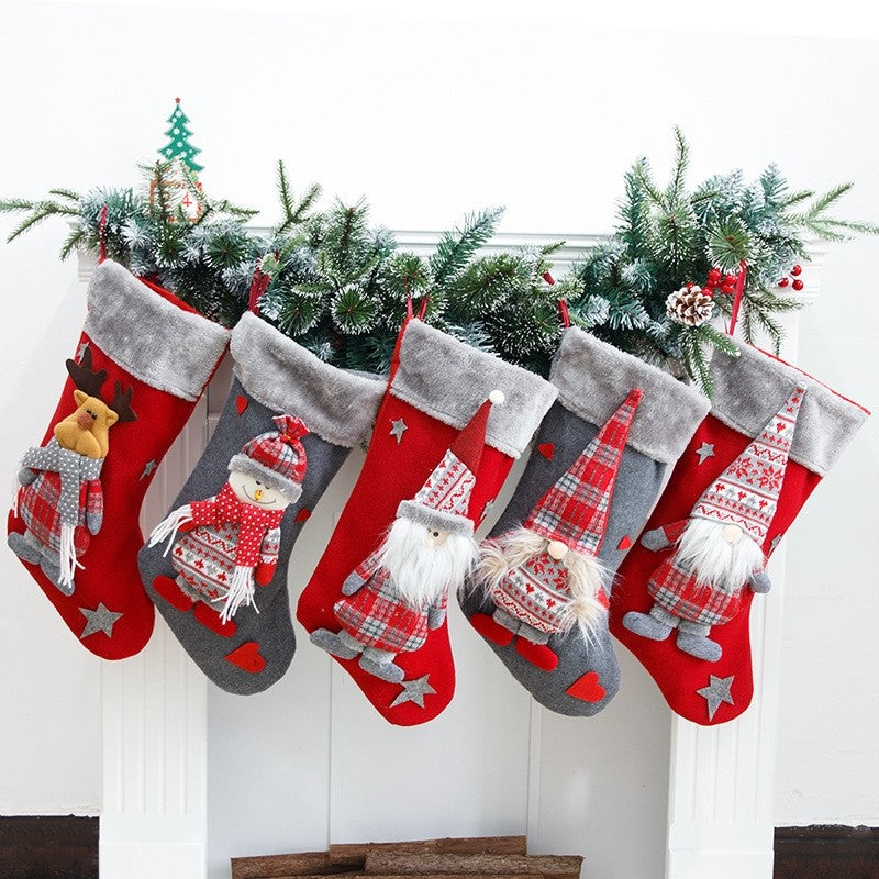 New Faceless Old Man Christmas Socks Christmas Decorations Forester Dolls Red Socks Gift Bag
