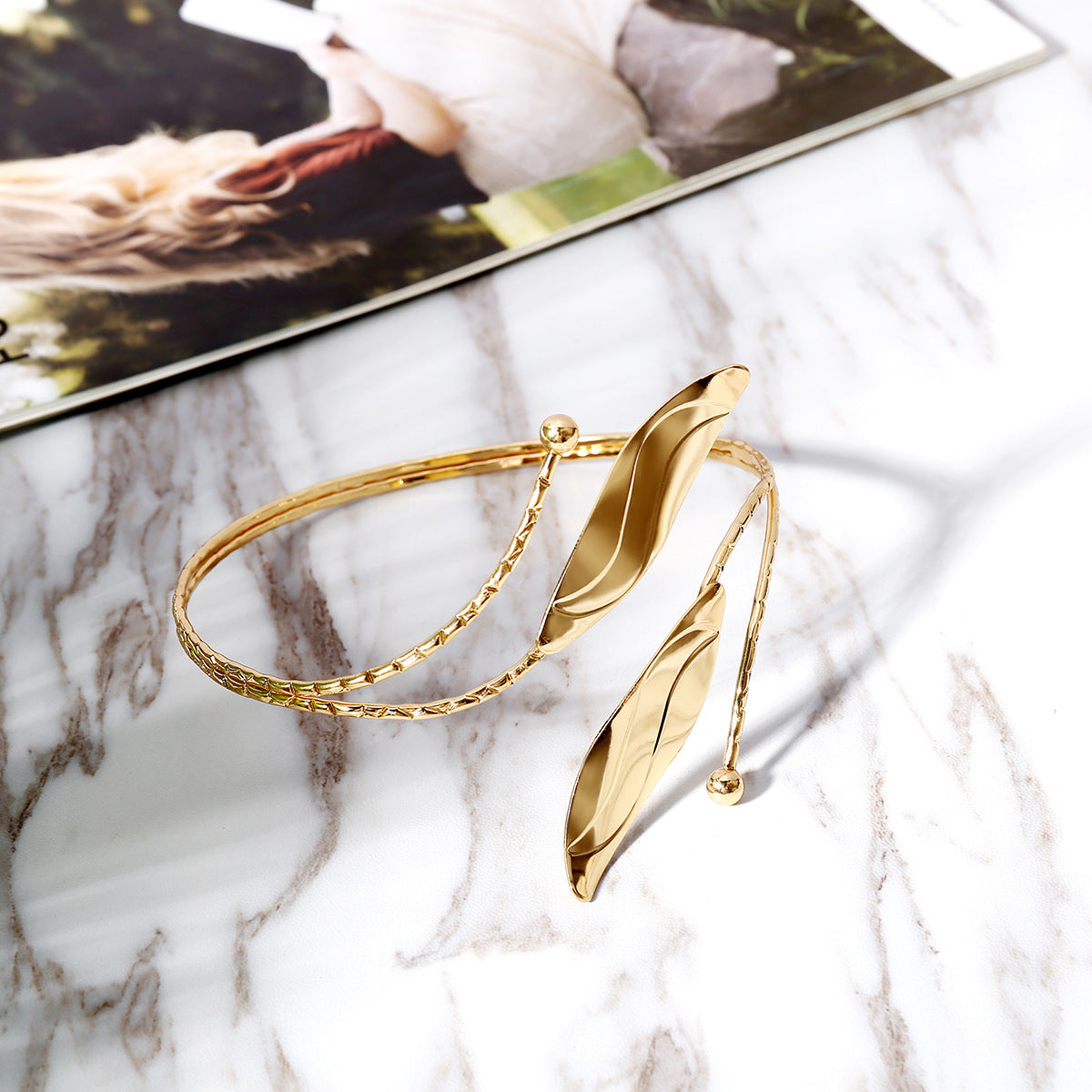 Elegant Geometries Leaf Vintage Arm Cuff