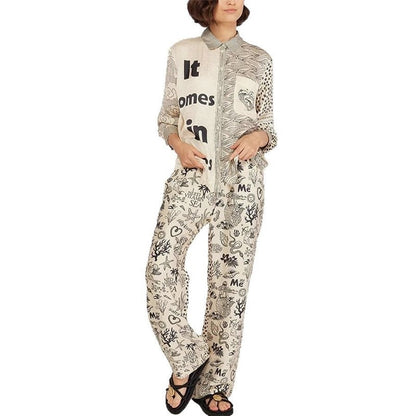 Floral Print Long Sleeve Shirt & Pants Set