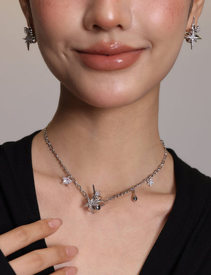 Starlight Orbit Shimmering Star Pendant Necklace