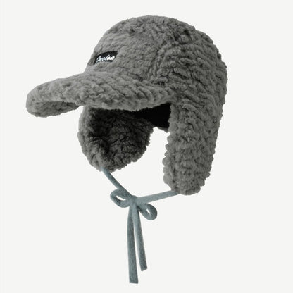 Solid Color Teddy Fleece Padded Warm Hat