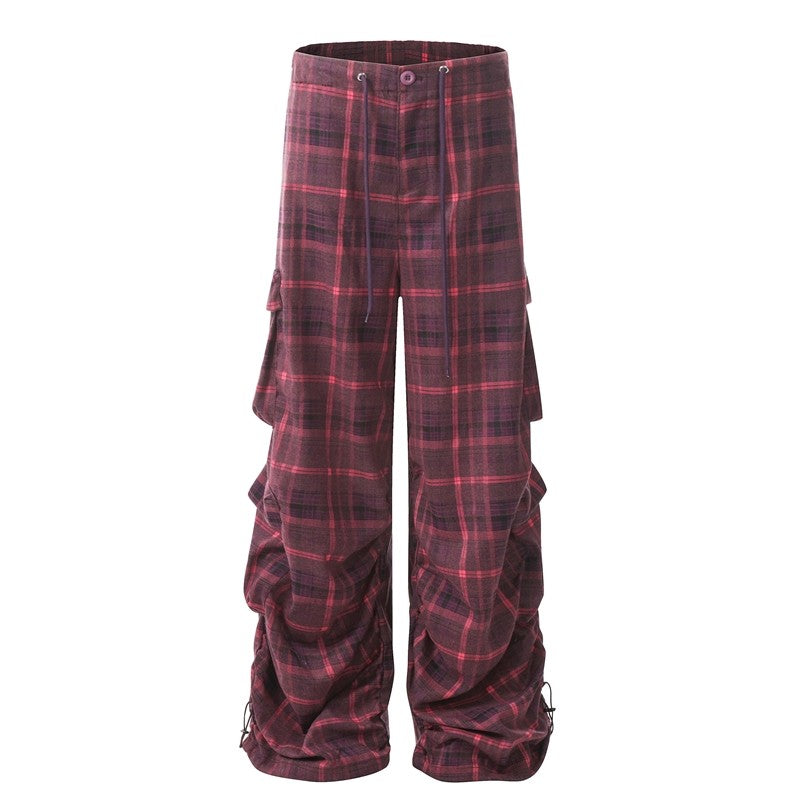 Lazy Plaid Wide Leg Pants