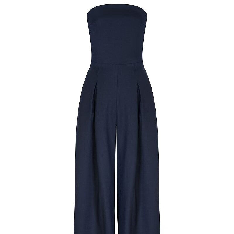 Solid Color Slim Strapless Jumpsuit