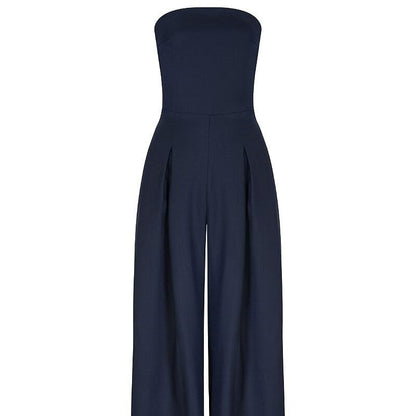 Solid Color Slim Strapless Jumpsuit