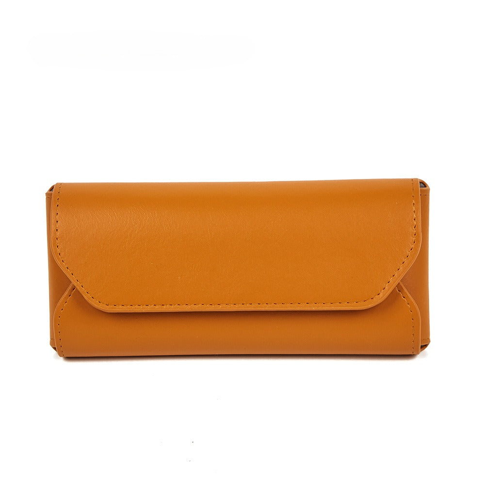 Leather Solid Color Protective Eyeglasses Case