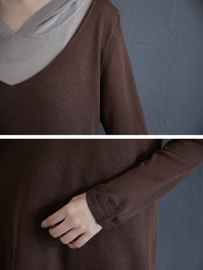 Original False Two Knitting T-Shirt Thin Sweater