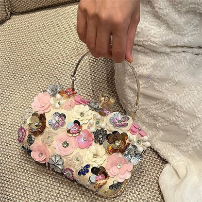 3D Flower Diamond Evening Clutch