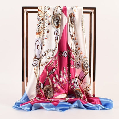 Satin Vintage Printed Square Head Scarf