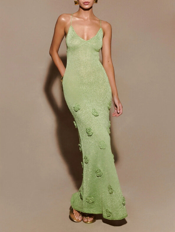 Elegant Knit Floral Sparkle Cami Dress