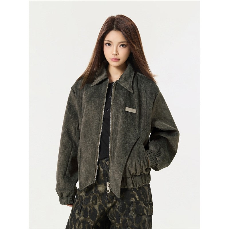 Vintage Style Suede Leather Jacket