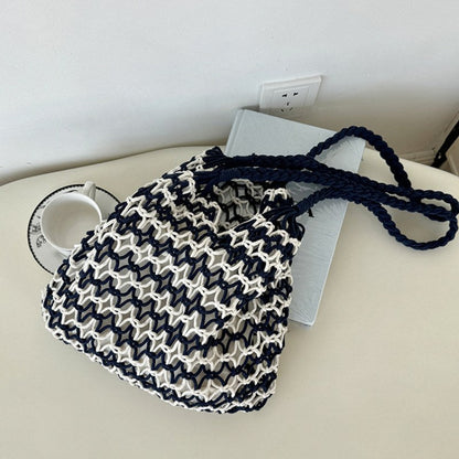 Hollow Out Color Block Shoulder Bag