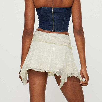 Sexy Layered Lace Irregular Mini Skirt