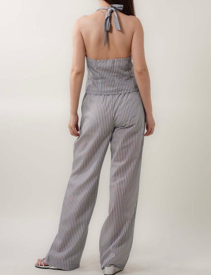 Striped Halter Vest Top Loose Pants Sets