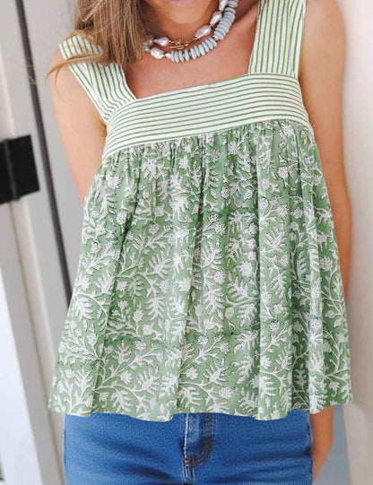 Simple Floral Print Sleeveless Top