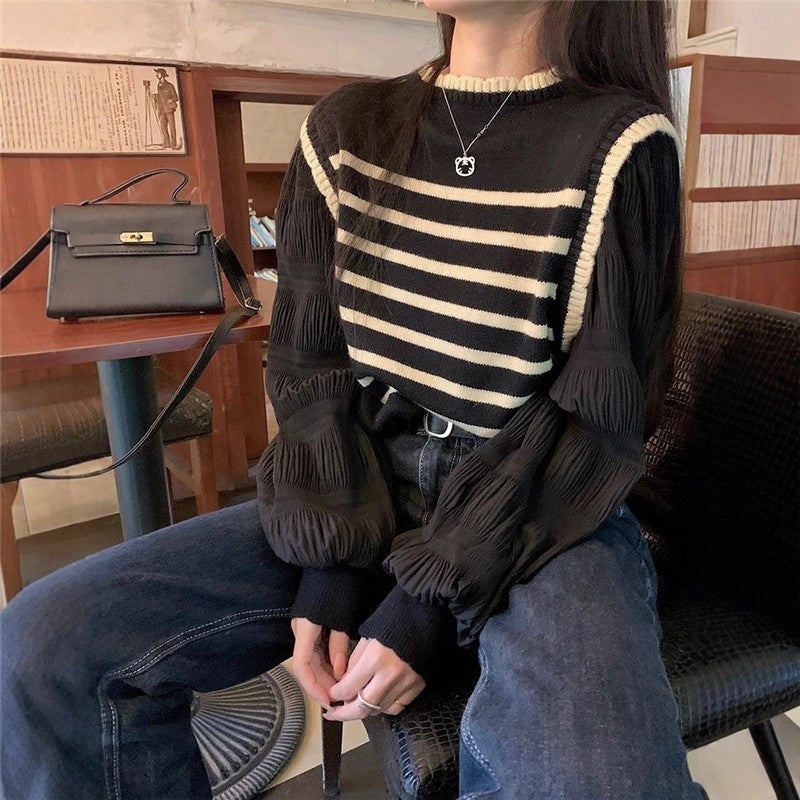 Long Sleeve Striped Knit Sweater