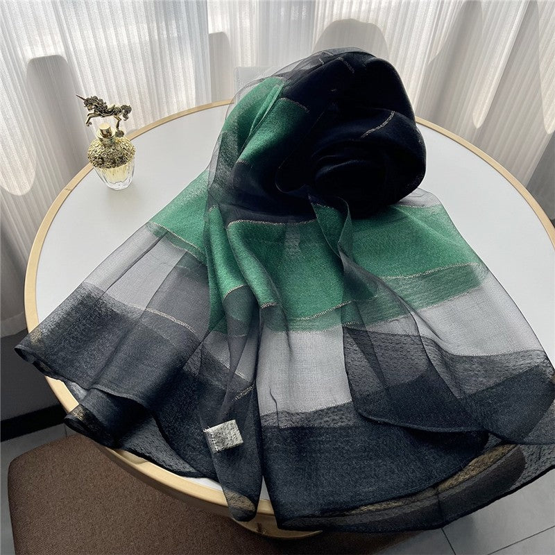 Fashion Plaid Scarf With Gold Trim