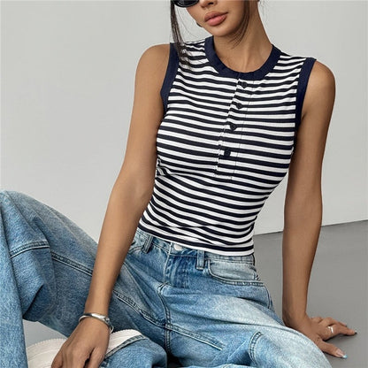 Striped Slim Fit Crop Tank Top