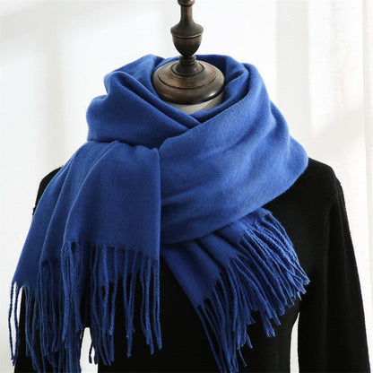 Solid Color Tasseled Imitated Cashmere Shawl Scarf
