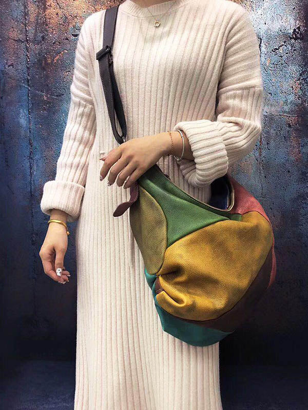 Vintage Manual Staining Genuine Leather Sling Bag