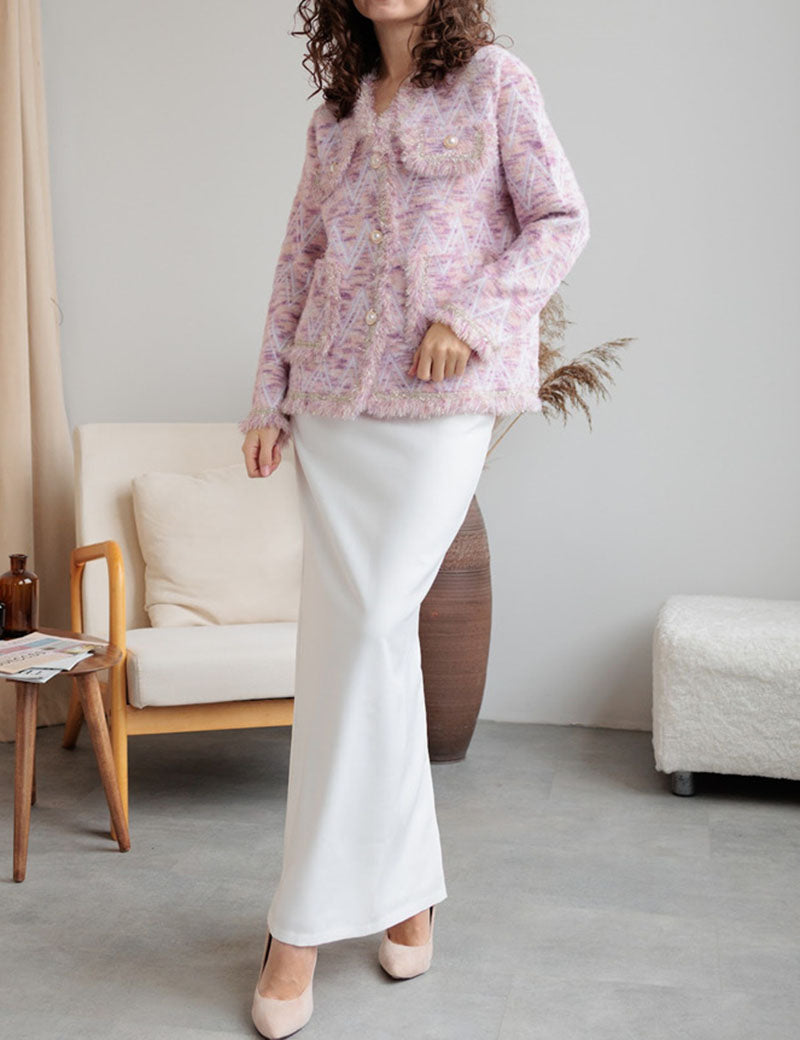 Elegant V-Neck Striped Long Sleeve Cardigan