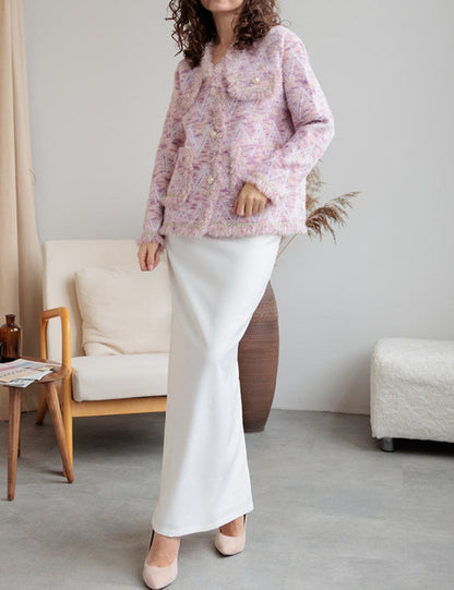 Elegant V-Neck Striped Long Sleeve Cardigan