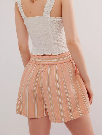Striped High Waist Casual Shorts