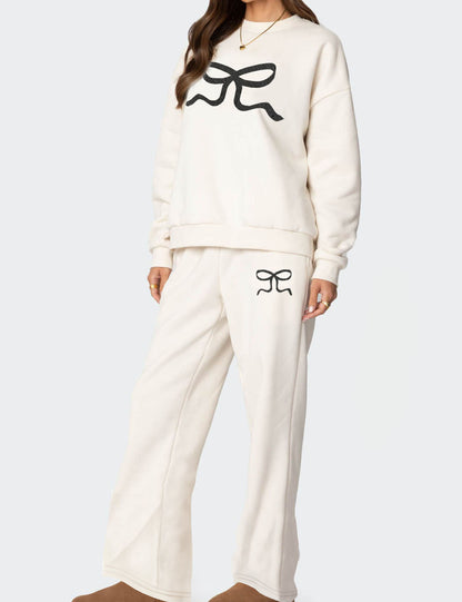 Casual Long Sleeve Thickened Sweatshirt Pants Set