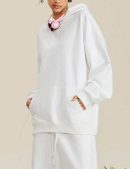 Solid Color Loose Long Sleeve Hoodie