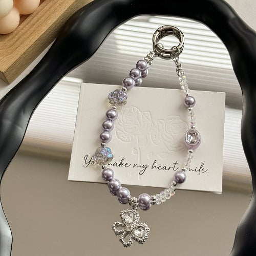 Asymmetrical Crystal Beaded Butterfly Keychain