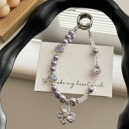 Asymmetrical Crystal Beaded Butterfly Keychain