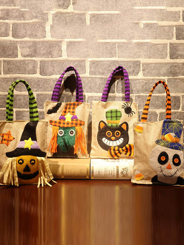 Halloween Burlap Pumpkin Tote Bag