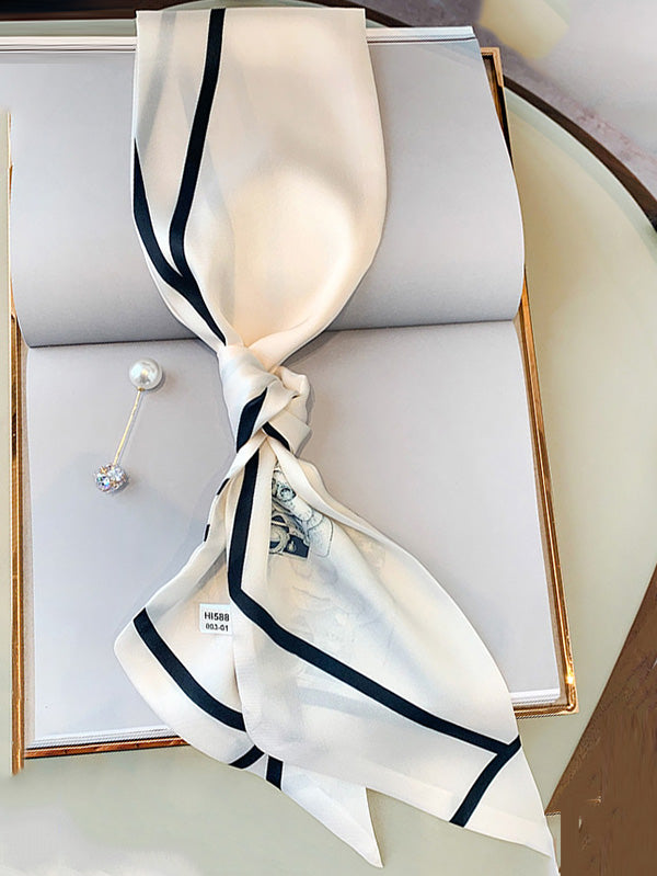 Original Striped&Plaid Print Hair Band&Silk Scarf