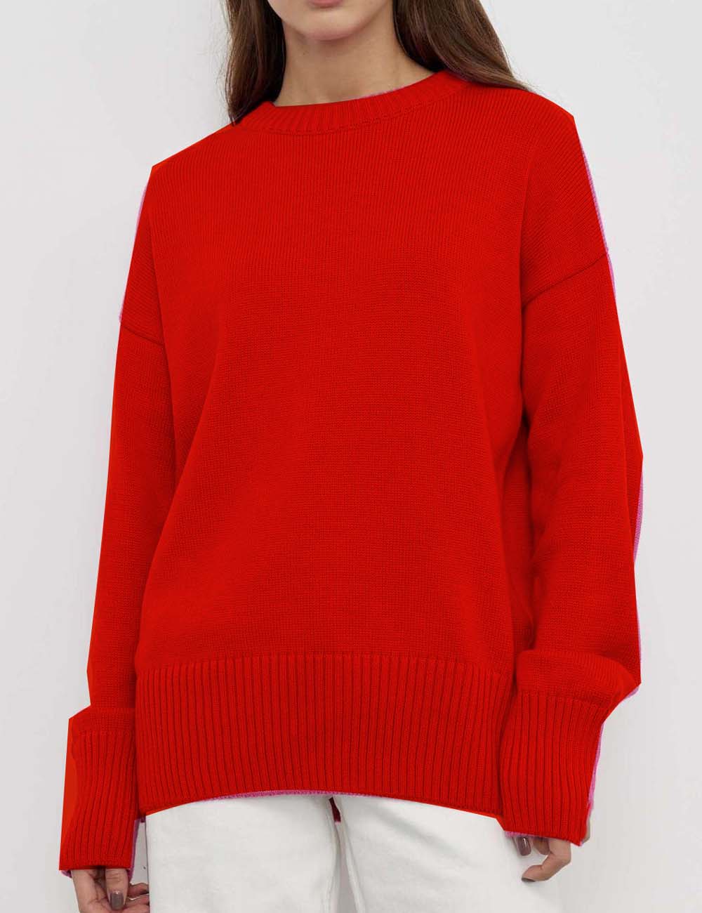 Casual Solid Color Round Neck Knit Sweater