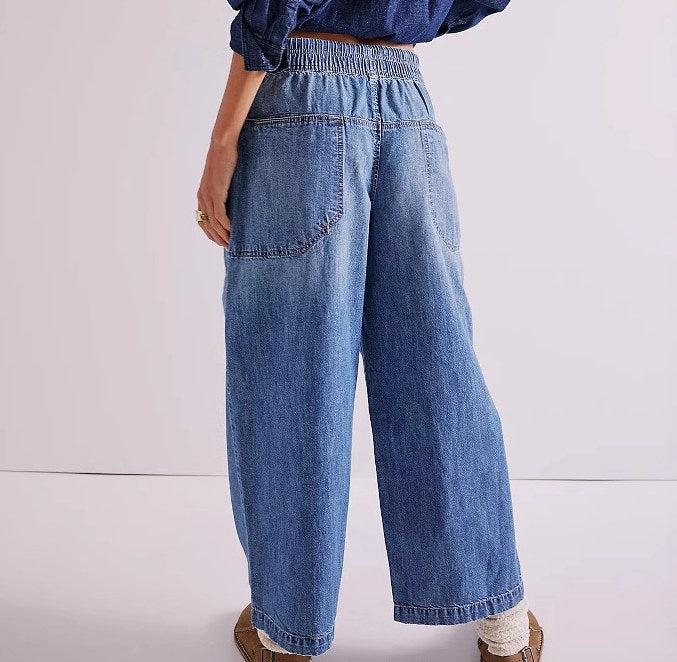 Loose Midi Rise Waist Straight Jeans