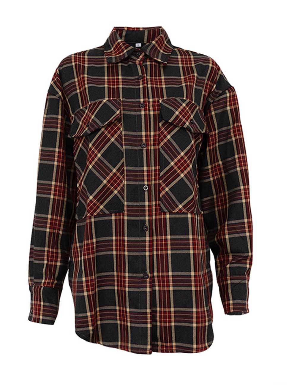 Vintage Plaid Long Sleeve Oversized Shirt