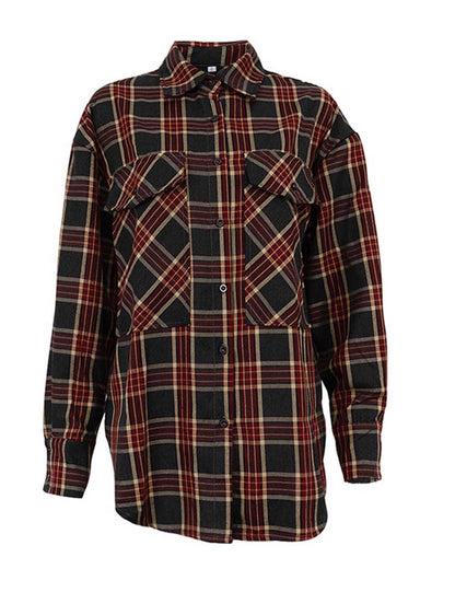 Vintage Plaid Long Sleeve Oversized Shirt