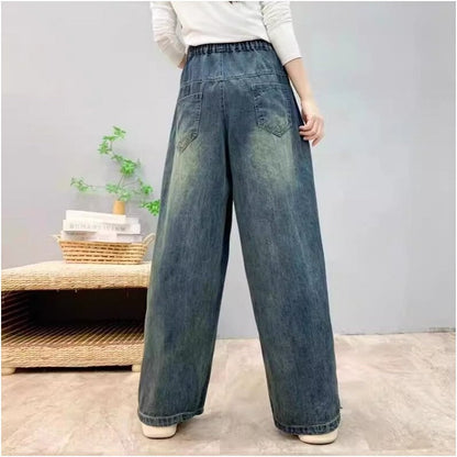 High-Waisted Embroidered Floral Distressed Denim Jeans